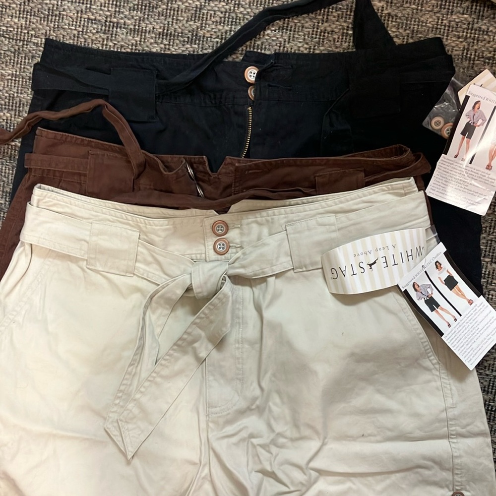 🆕3pair WHITE STAG convertible shorts removable belt-waist 34 size 14